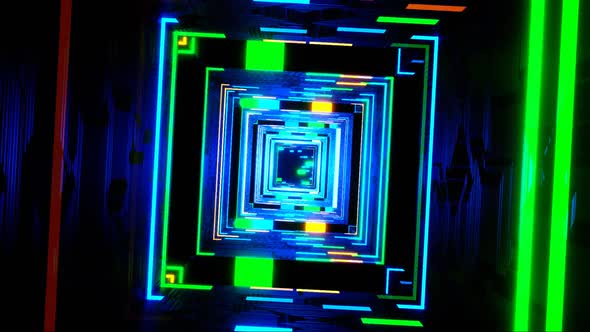 HD loop 3D animation. Abstract neon lines move in space. Futuristic background. Neon traffic alt