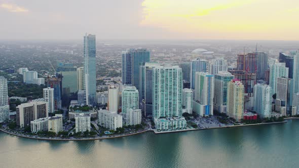 Aerial view of skyscrapers in Miami alt