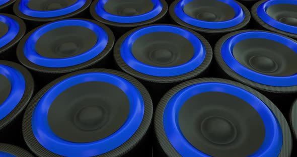 bass subwoofer  hi-fi stereo speakers dance beat music Red blue loop background 4k blue alt
