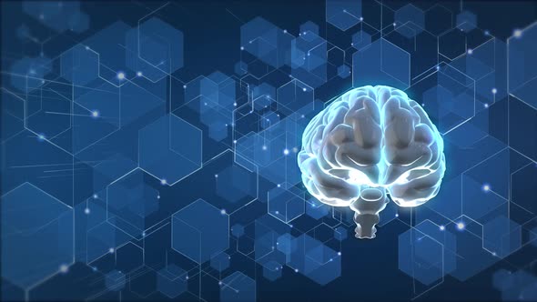 Brain And Abstract Blue Background