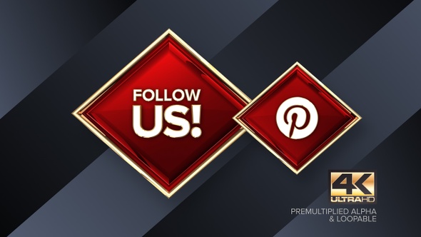 Pinterest Follow Us! Rotating Sign 4K Looping Design Element