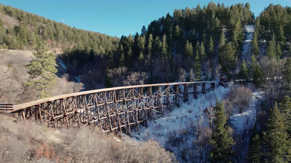 Drone aerial view of the Mexican Canyon Railroad Trestle alt