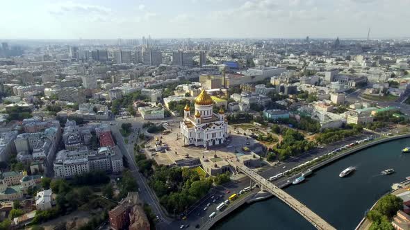 Moscow City with Church of Christ the Savior in Russia in the Daylight in Summer