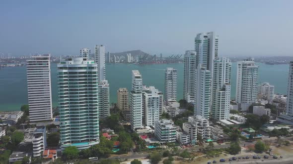 Modern Skyscrapers Business Apartments Hotels in Cartagena Colombia Aerial View