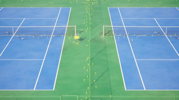 Panning footage of the endless complex of tennis courts. Loopable animation. 4k alt