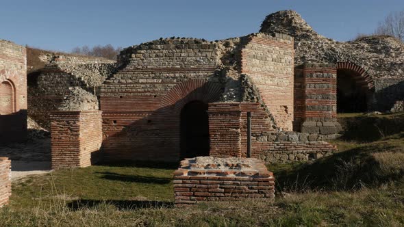 GAMZIGRAD, SERBIA - DECEMBER 25, 2017  Ancient architecture  inside Felix Romuliana complex built by alt