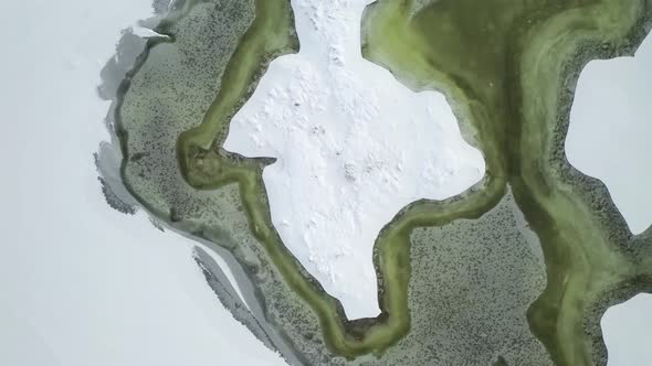 Aerial View Of Frozen Snow And Ice Formations