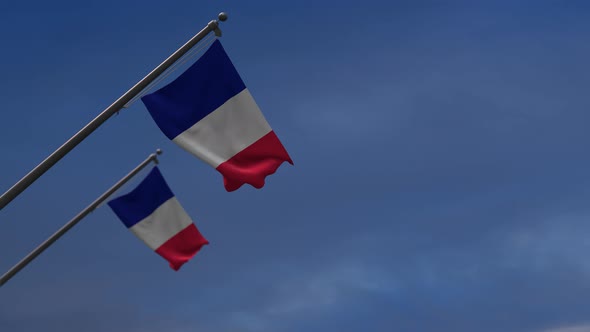 France Flags In The Blue Sky   4 K