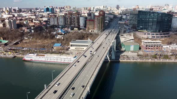 Road Bridge Across the River to the City