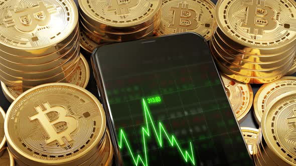 Phone Stock markets up trend on Bitcoin Crypto currency