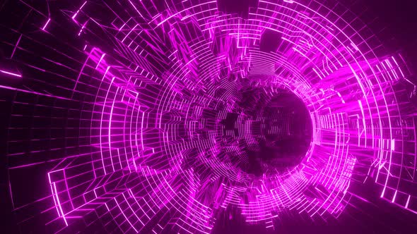Digital Pink Cyberspace, Data Network Tunnel Background