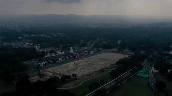 Aerial Hyperlapse Time Lapse Drone View of Indian Military Academy IMA Dehradun India