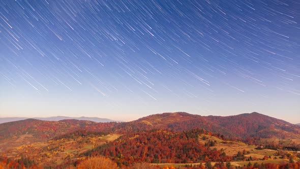 Timelapse of Moving Star Trails in Night Sky