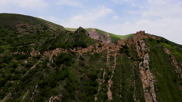 Abandoned Village Gamsutl at Mountain Summit in Dagestan