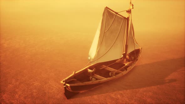 Fishing or Fisherman Boat Abandoned in Desert alt