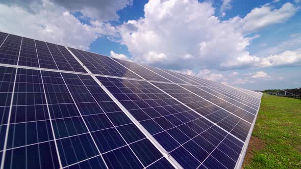 Blue solar panel under blue sky. alt