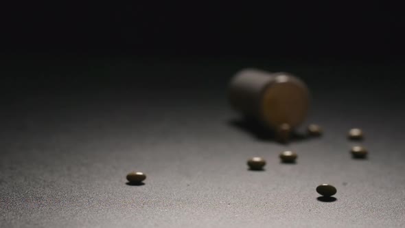 Plastic Bottle With A Pills Fall On A Floor