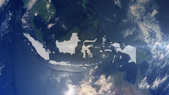 Realistic Earth Zoom Highlight Country Indonesia alt