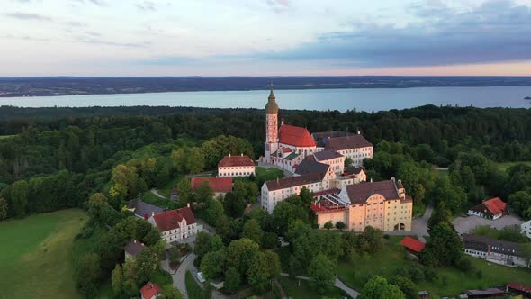 Flight over Andechs Abbey in Bavaria, Germany alt