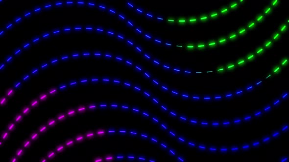 Pink, blue and green color stripy dash wave line animation. A 147