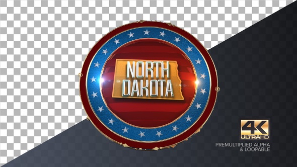 North Dakota United States of America State Map with Flag 4K