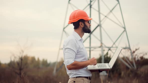 Maintenance Worker Infrastructure Project.Maintenance Foreman Worker Engineer Inspecting Power Lines alt