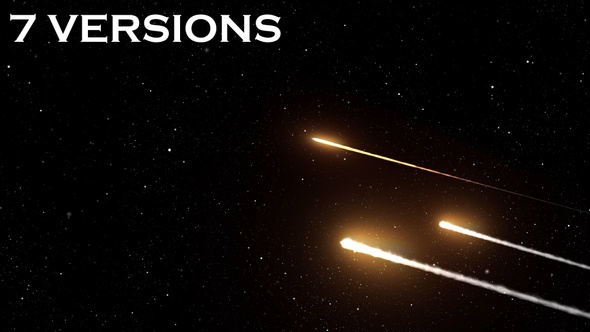 Asteroids Meteors Flying in deep space and stars- 7 Pack alt