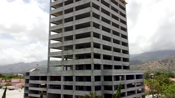 Construction of new multi-story high rise building structure in developing country capital city, Sou alt