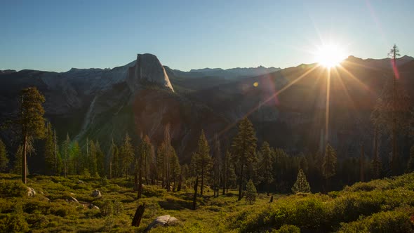Time Lapse Video of Sunrise Above Half Dome Mountain, the View From the Glacier Point alt