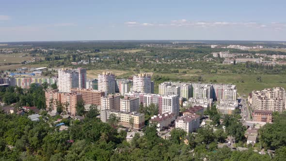 Cityscape with the Blue Skyline on Summer Sunny Day