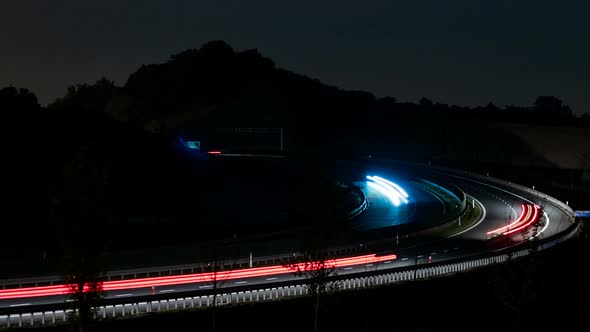 Light Trails of Cars on Highway