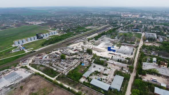 Aerial View From the Air To an Abandoned Factory