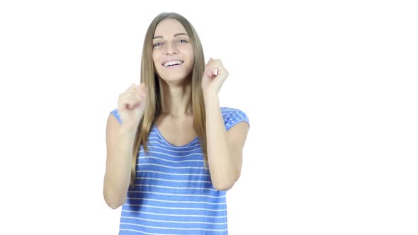 Dancing Beautiful Female on White Background alt