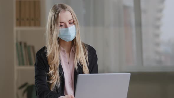 Caucasian Business Woman Sick Student Girl Secretary Manager Worker Work at Home Office Chatting alt