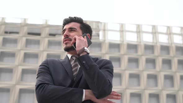 Businessman talking on the mobile phone alt