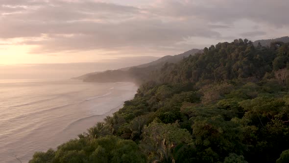 Jungle meets the ocean at Punta Uvita Beach in western Costa Rica Central America during sunset, Aer alt