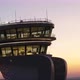 Airport Tower At Sunset Aerial View - VideoHive Item for Sale