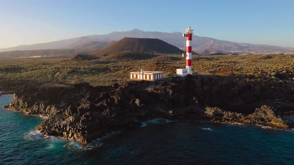 View From the Height of the Lighthouse Faro De Rasca, Nature Reserve and Mountains at Sunset on alt