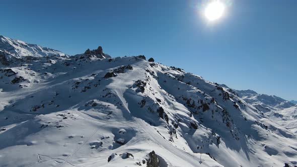Aerial View Sport FPV Drone Raising Up Top of Mount alt