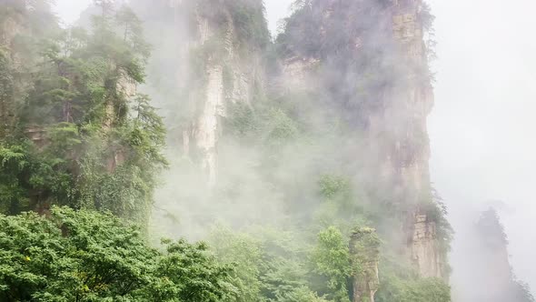 Zhangjiajie National Forest Park in Morning Fog