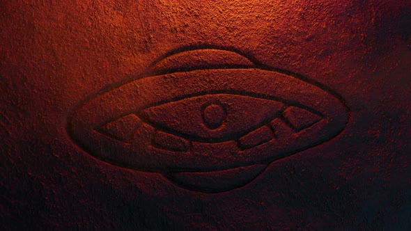 Alien UFO Carving In Fire Light alt