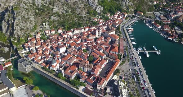 Aerial Footage of the Old City, Kotor, Montenegro, Made By Drone