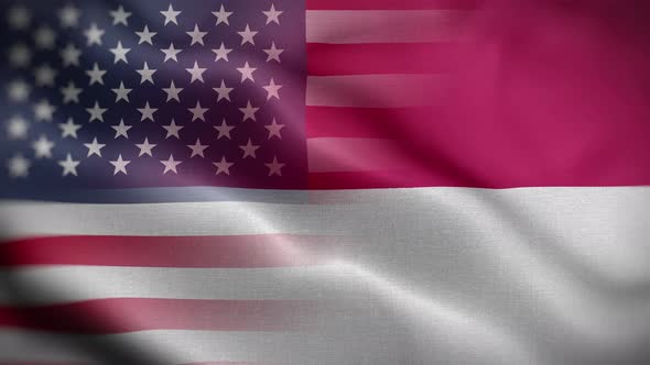 USA Indonesia Flag Loop Background 4K