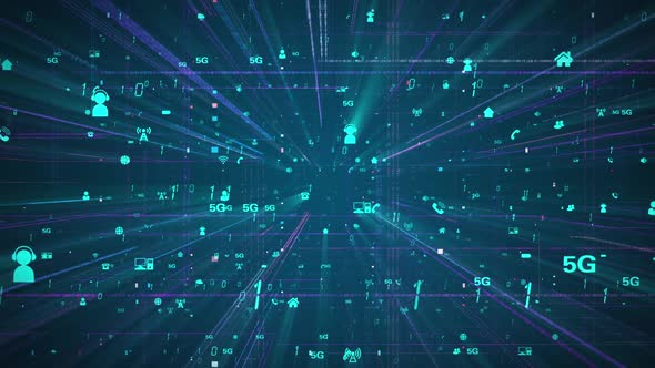 Big Data Information Flow Technology Digital Line 3 D Space Grid Background alt