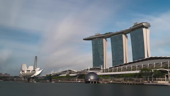 Singapore city skyline with view of Marina Bay.