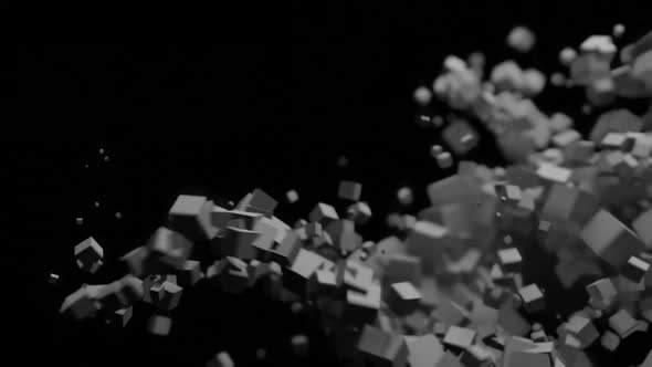 Abstract Seamlessly Looped Cube Particles Chaos 02