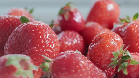 Ripe fresh strawberries close up.  Organic ripe strawberry. Concept of hygiene, diet and health