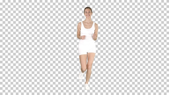 Beautiful woman running, Alpha Channel alt