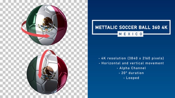 Metallic Soccer Ball 360º 4K - Mexico