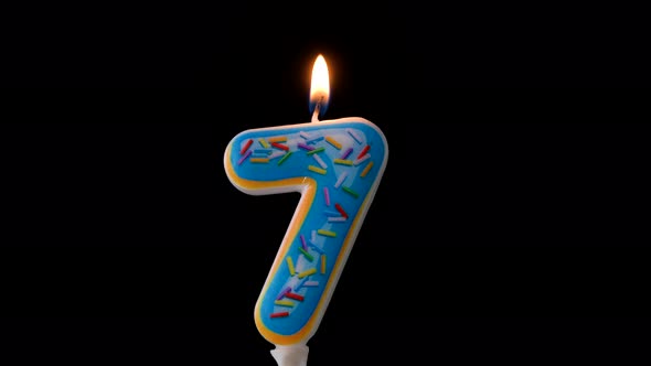Seven Birthday Candles Burning  Detail